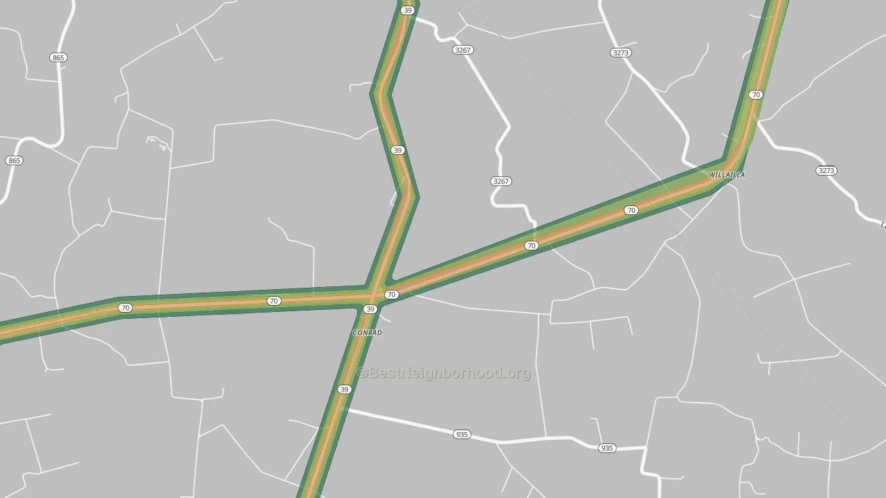 Willailla, KY Map of Noise Levels in Willailla