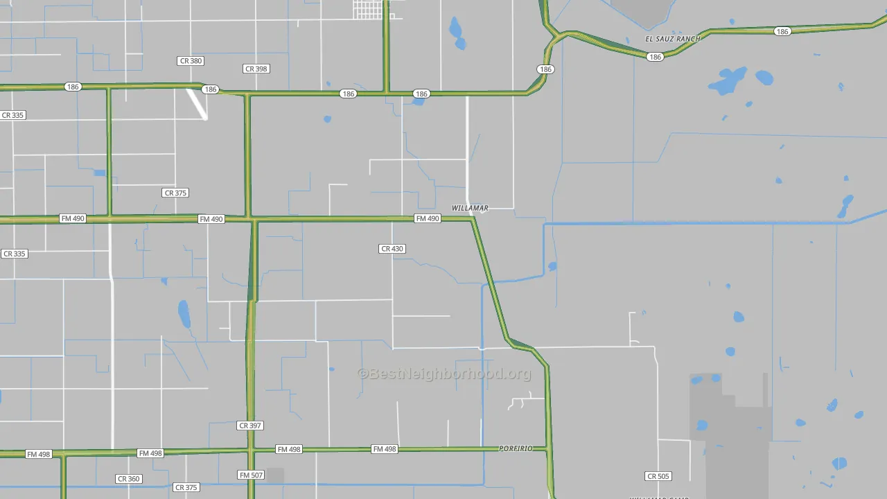 Willamar, TX Map of Noise Levels in Willamar