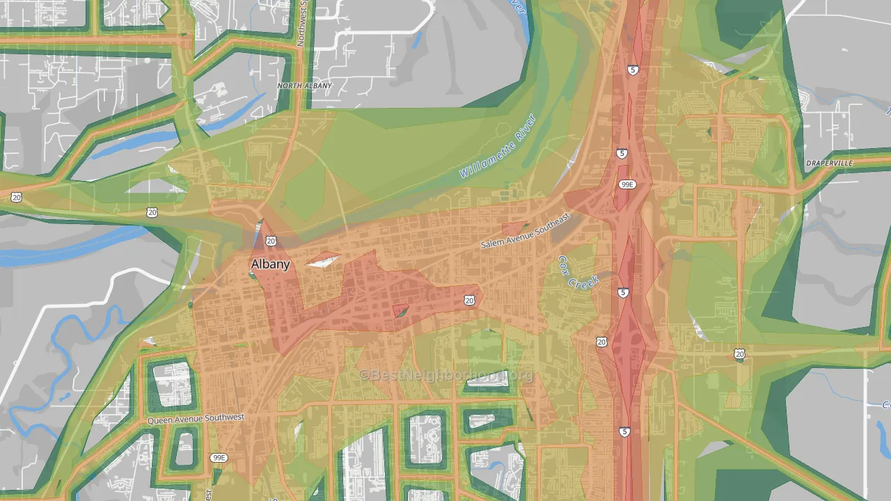 Willamette, Albany, OR Map of Noise Levels in Willamette