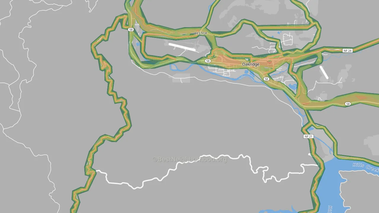 Willamette City, OR Map of Noise Levels in Willamette City