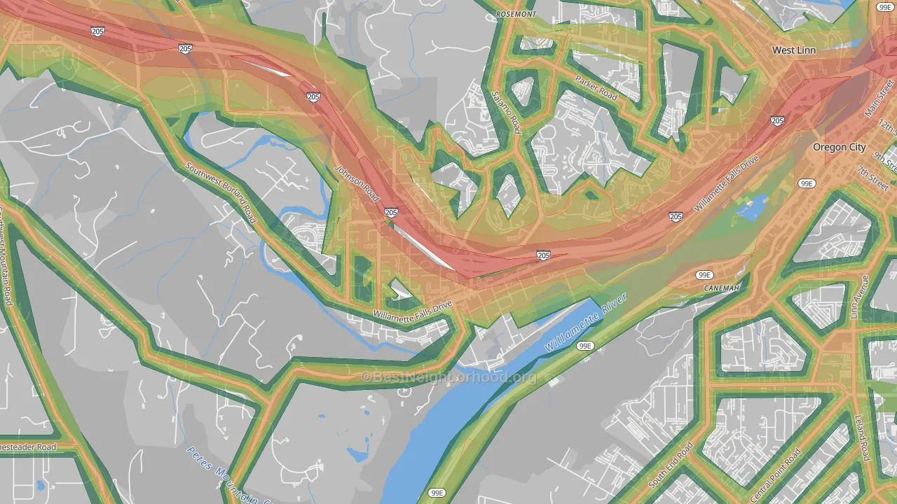 Willamette-West Linn, West Linn, OR Map of Noise Levels in Willamette-West Linn