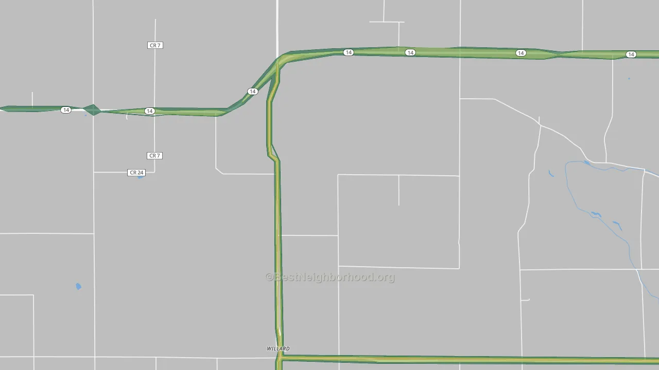 Willard, CO Map of Noise Levels in Willard