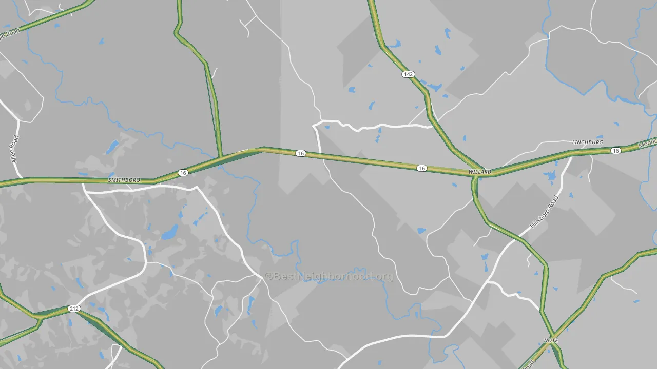 Willard, GA Map of Noise Levels in Willard