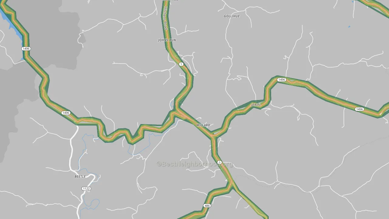 Willard, KY Map of Noise Levels in Willard