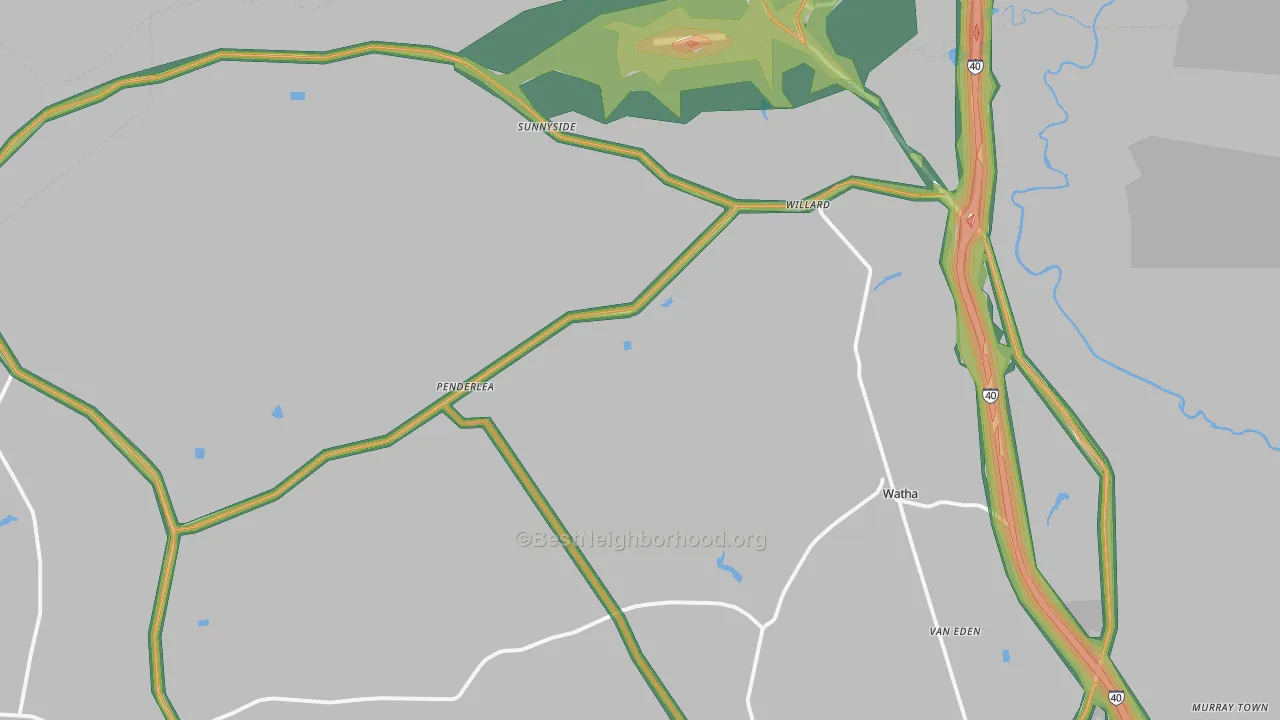 Willard, NC Map of Noise Levels in Willard