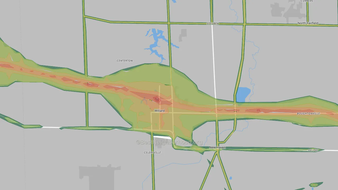 Willard, OH Map of Noise Levels in Willard