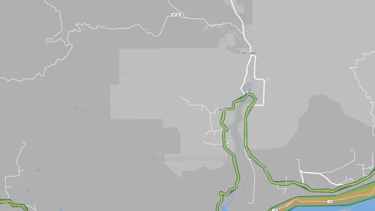 Willard, WA Map of Noise Levels in Willard
