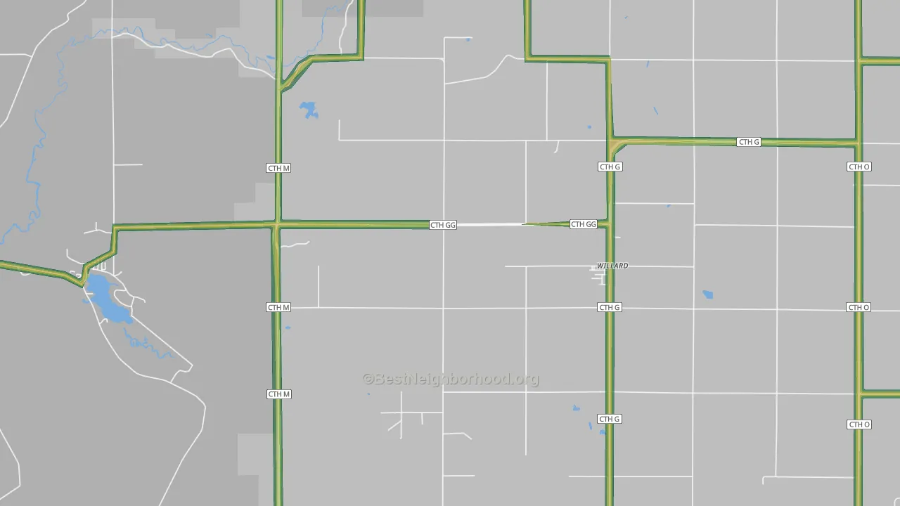 Willard, WI Map of Noise Levels in Willard