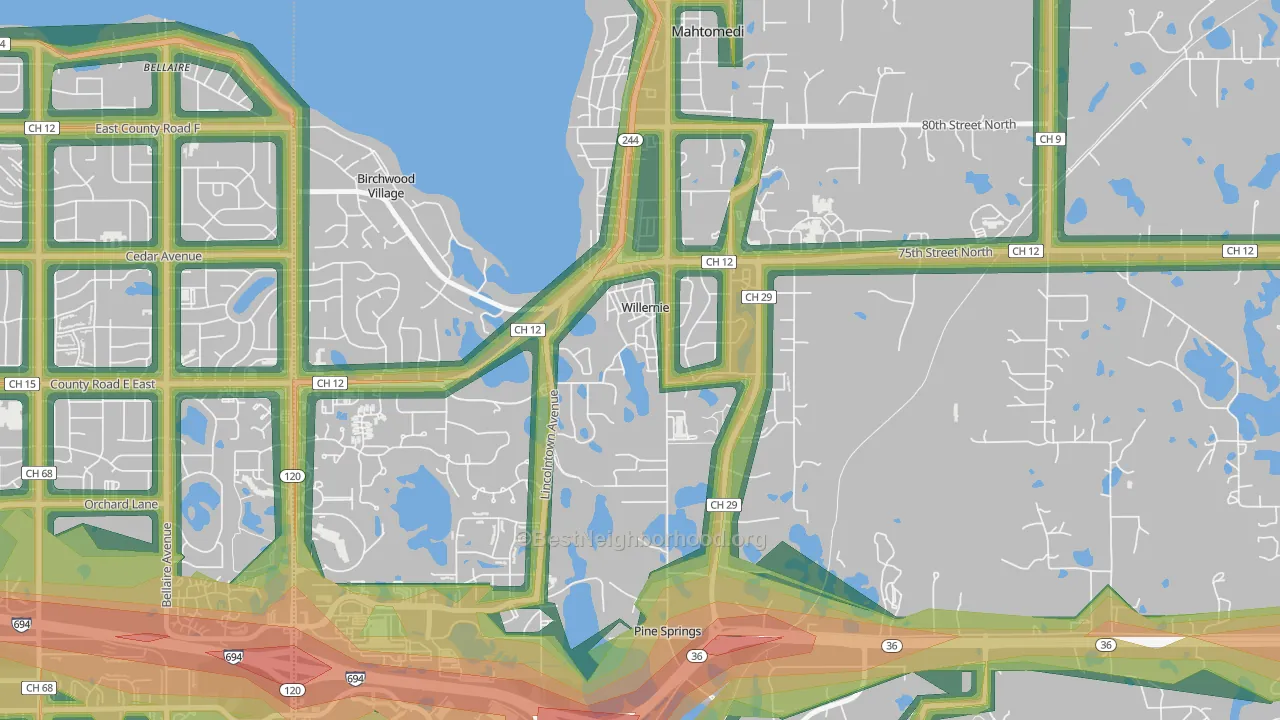 Willernie, MN Map of Noise Levels in Willernie