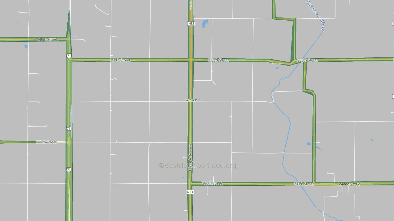 Willey, IA Map of Noise Levels in Willey