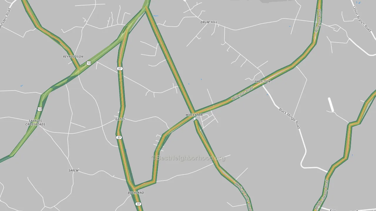 Willeyton, NC Map of Noise Levels in Willeyton