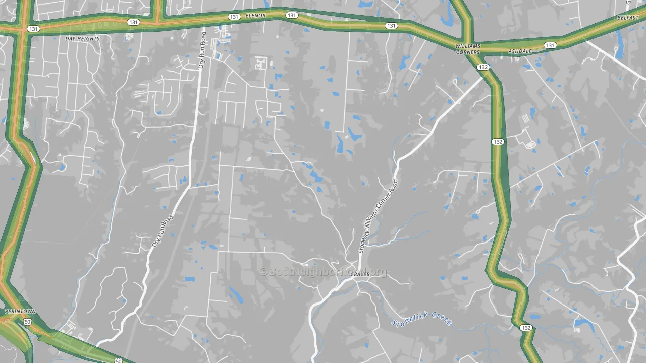 Williams Corner, OH Map of Noise Levels in Williams Corner
