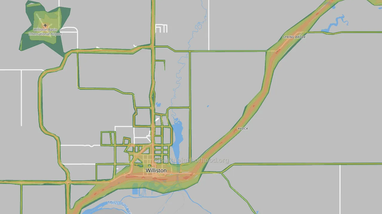 Williams County, ND Map of Noise Levels in Williams County