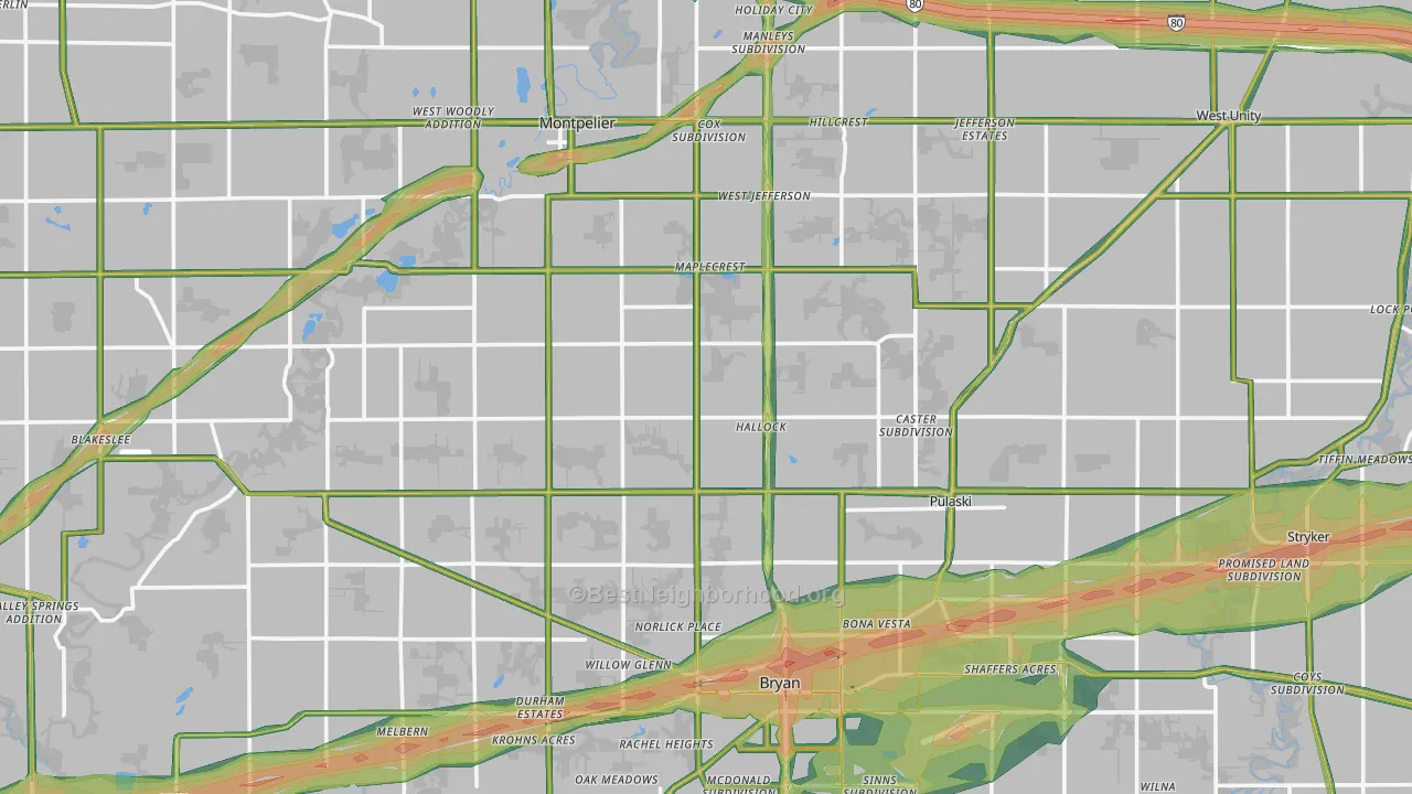 Williams County, OH Map of Noise Levels in Williams County