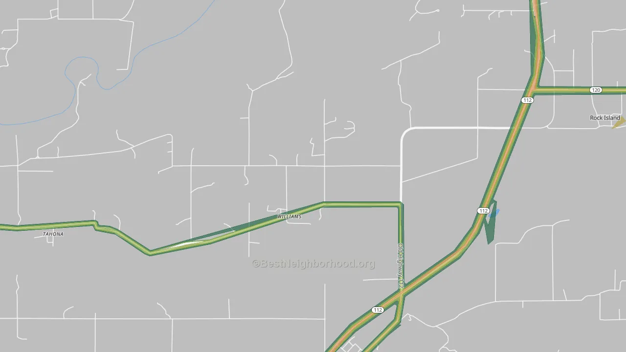 Williams, OK Map of Noise Levels in Williams