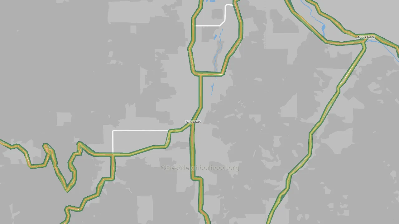 Williams, OR Map of Noise Levels in Williams