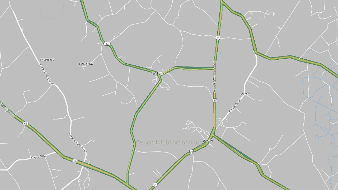 Williams, SC Map of Noise Levels in Williams
