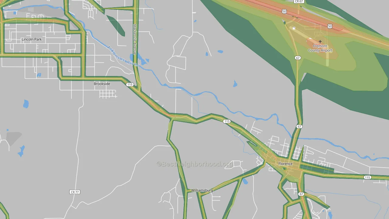 Williamsburg, CO Map of Noise Levels in Williamsburg