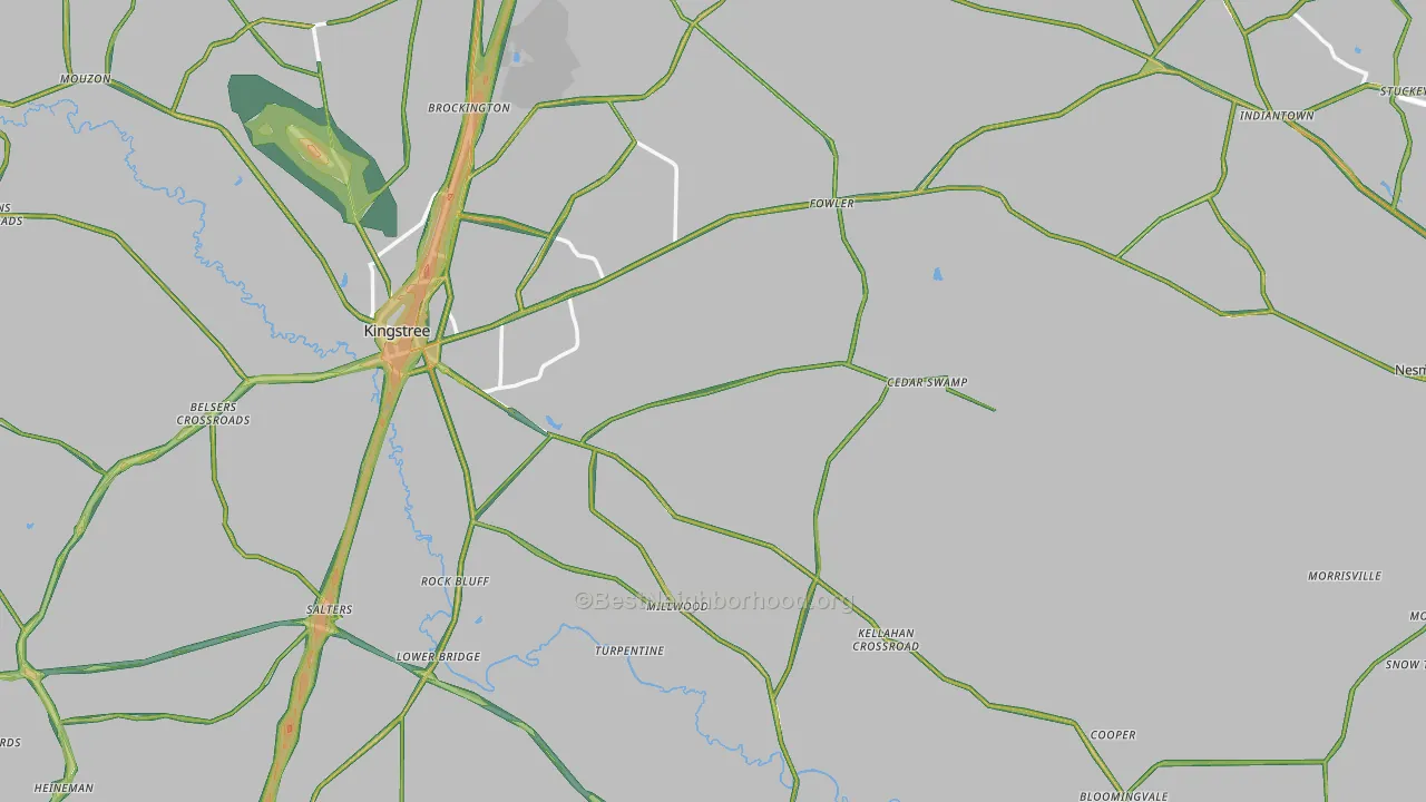 Williamsburg County, SC Map of Noise Levels in Williamsburg County