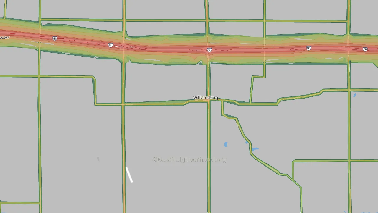 Williamsburg, IA Map of Noise Levels in Williamsburg