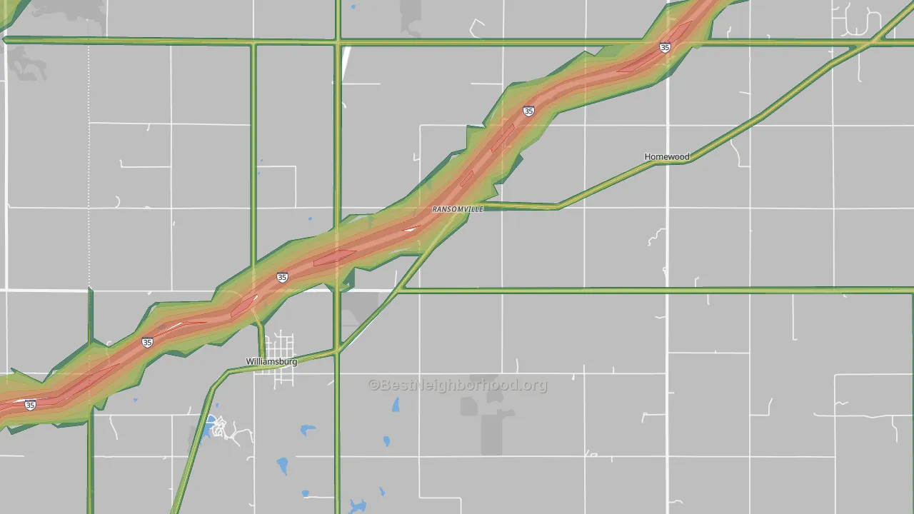 Williamsburg, KS Map of Noise Levels in Williamsburg