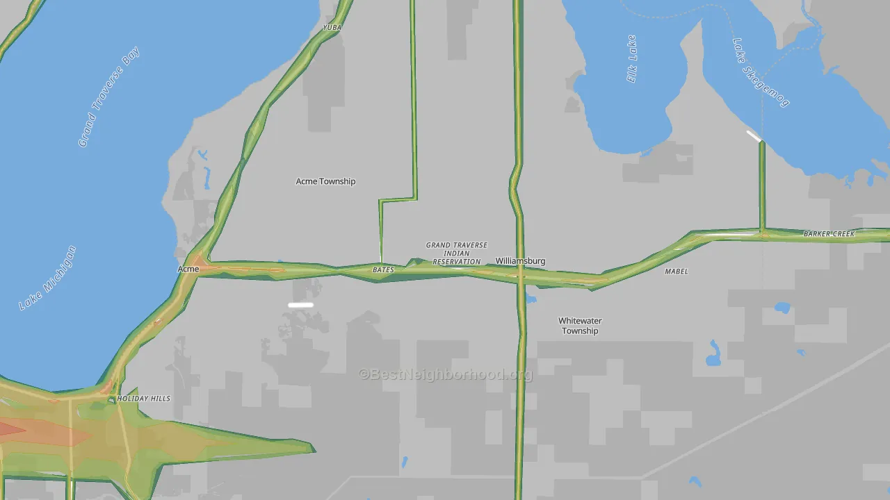 Williamsburg, MI Map of Noise Levels in Williamsburg