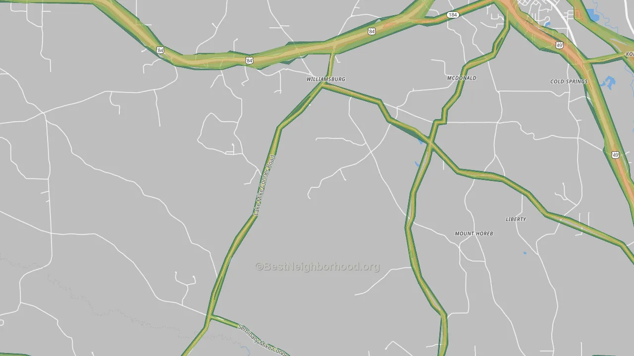 Williamsburg, MS Map of Noise Levels in Williamsburg