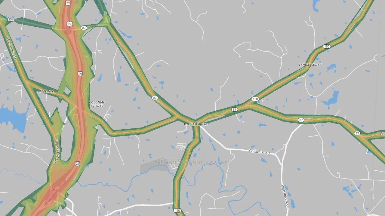 Williamsburg, NC Map of Noise Levels in Williamsburg