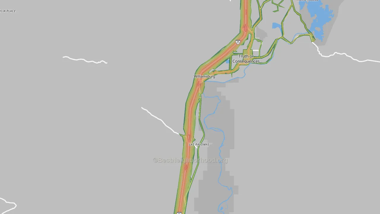 Williamsburg, NM Map of Noise Levels in Williamsburg