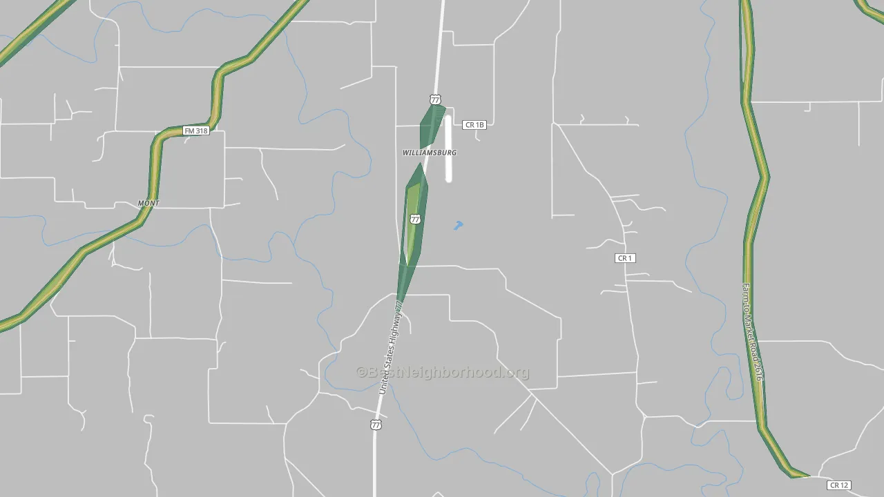 Williamsburg, TX Map of Noise Levels in Williamsburg