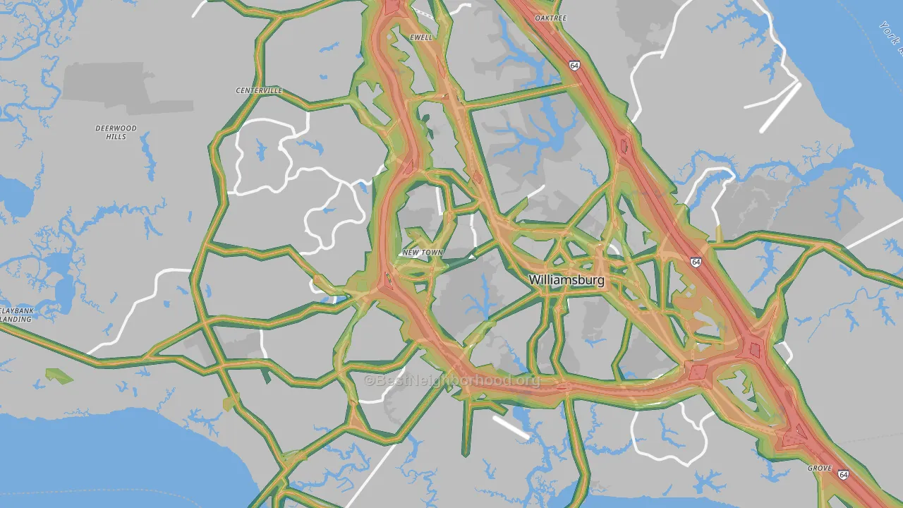 Williamsburg, VA Map of Noise Levels in Williamsburg
