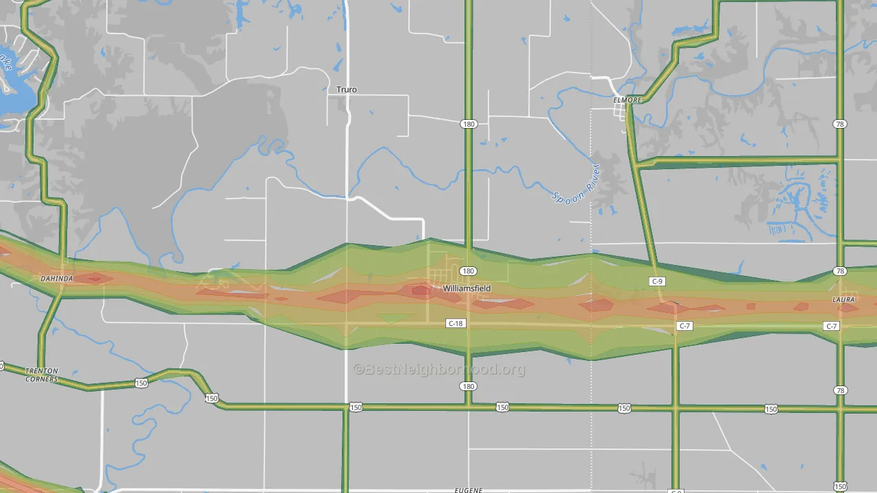 Williamsfield, IL Map of Noise Levels in Williamsfield