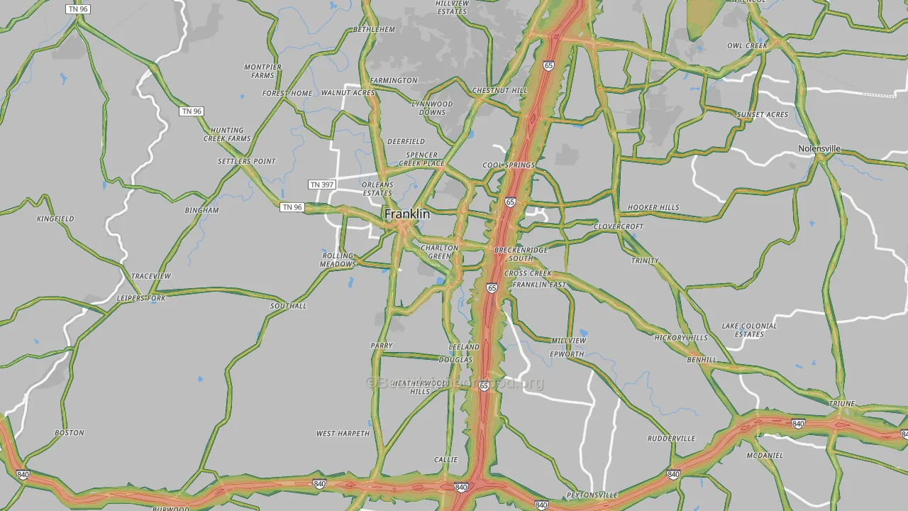 Williamson County, TN Map of Noise Levels in Williamson County