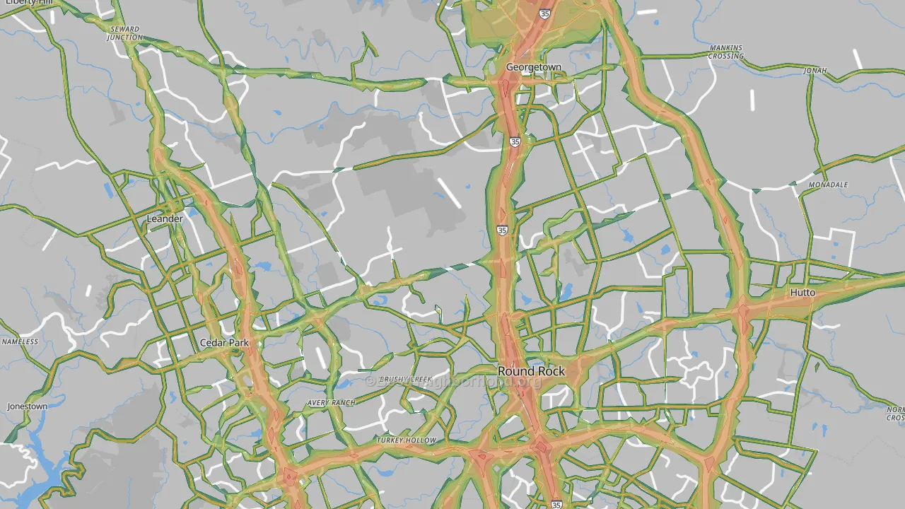 Williamson County, TX Map of Noise Levels in Williamson County