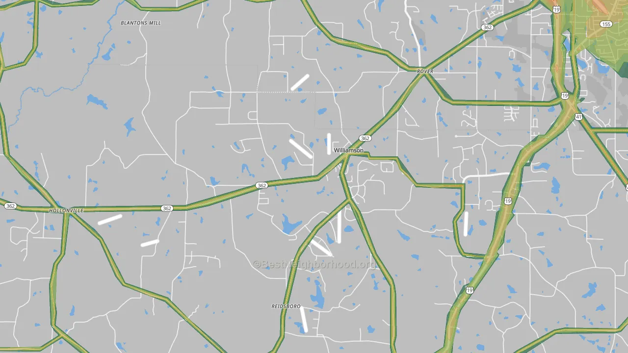 Williamson, GA Map of Noise Levels in Williamson