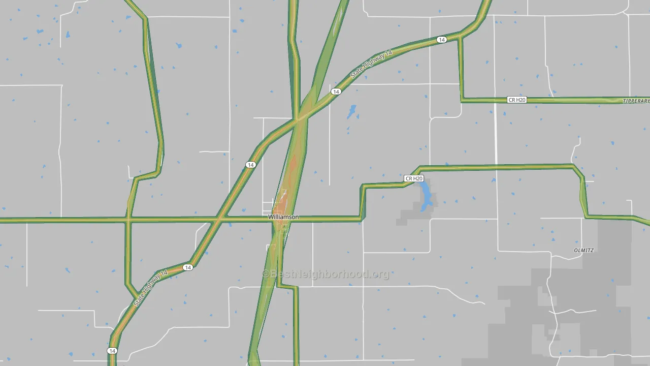 Williamson, IA Map of Noise Levels in Williamson