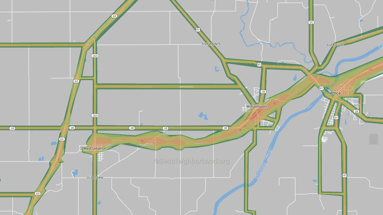 Williamsport, IN Map of Noise Levels in Williamsport