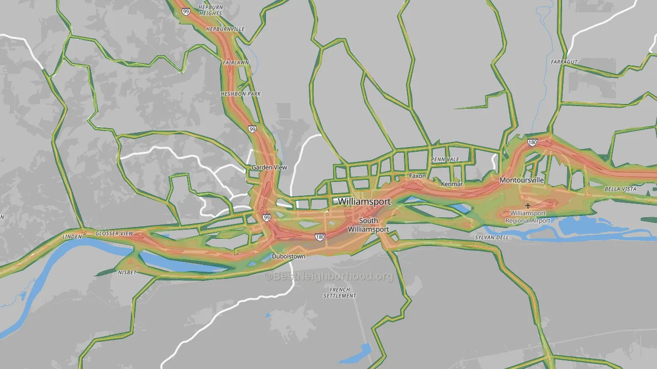 Williamsport, PA Map of Noise Levels in Williamsport