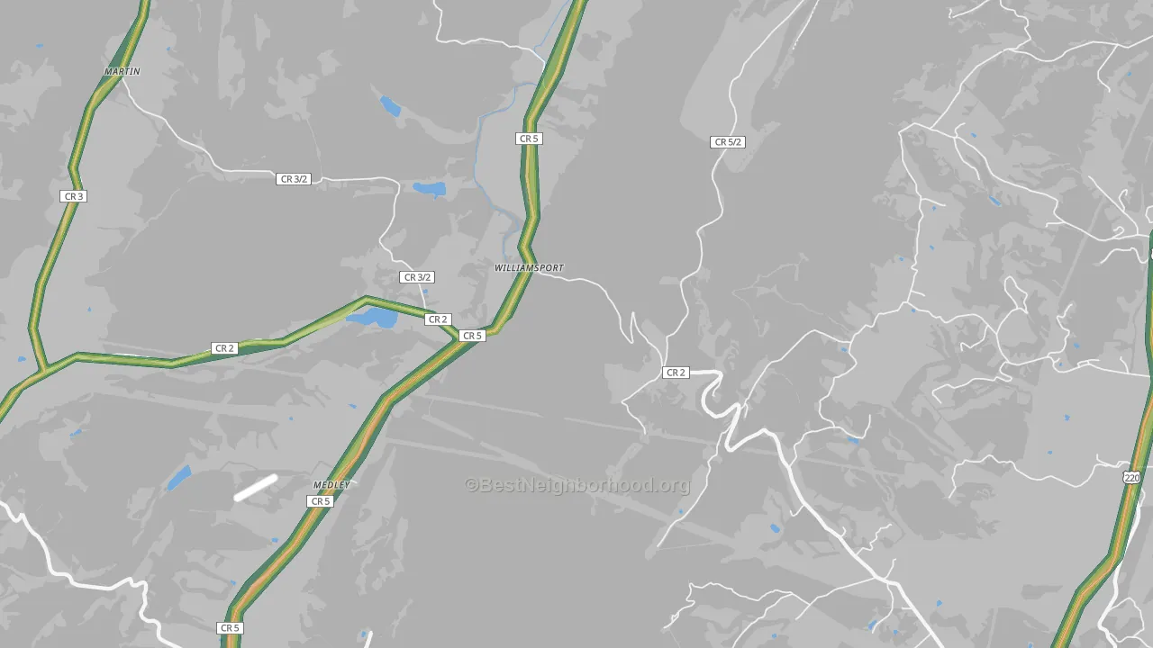 Williamsport, WV Map of Noise Levels in Williamsport