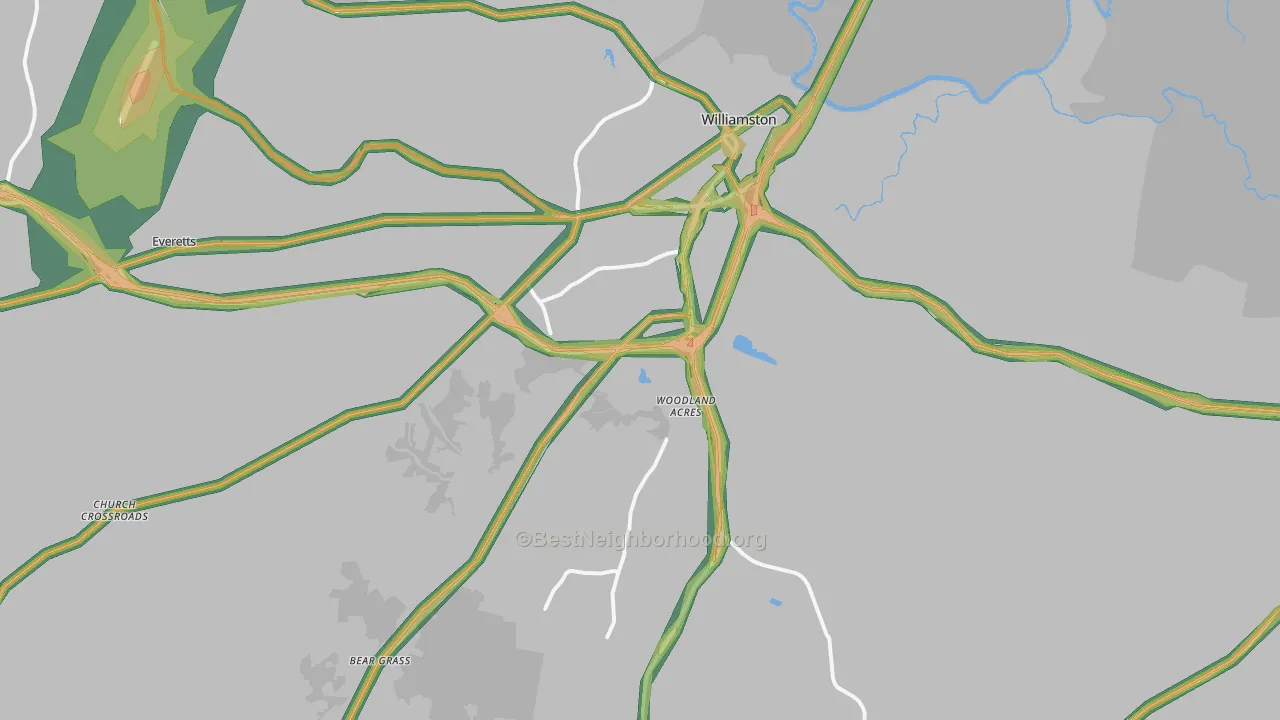 Williamston, NC Map of Noise Levels in Williamston