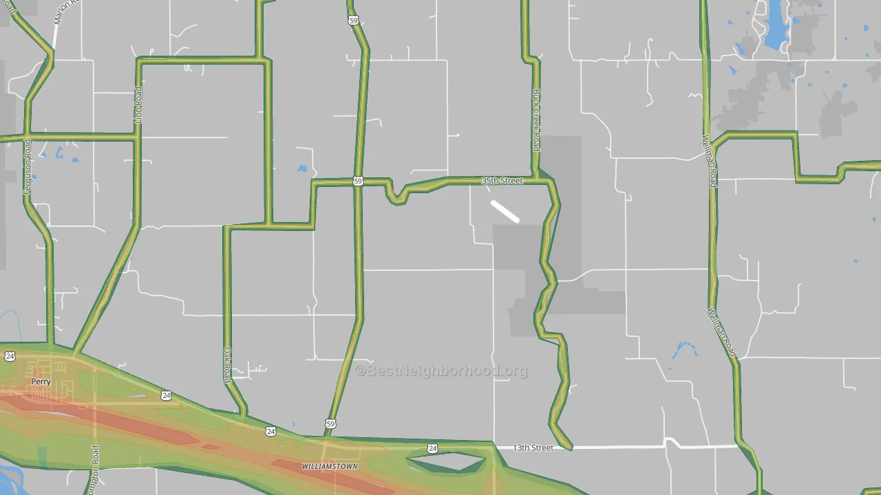 Williamstown, KS Map of Noise Levels in Williamstown