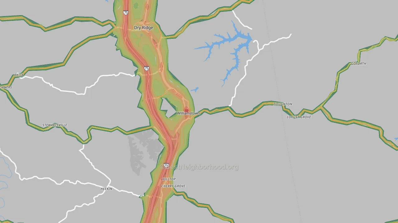 Williamstown, KY Map of Noise Levels in Williamstown