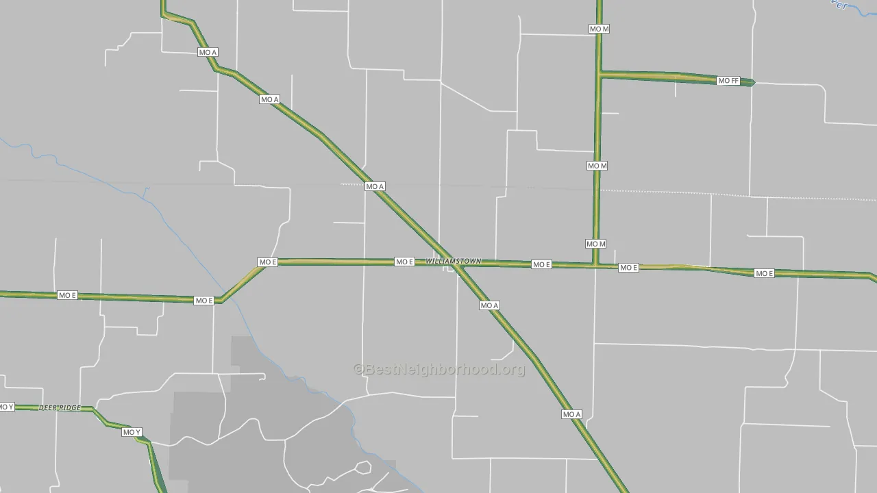 Williamstown, MO Map of Noise Levels in Williamstown