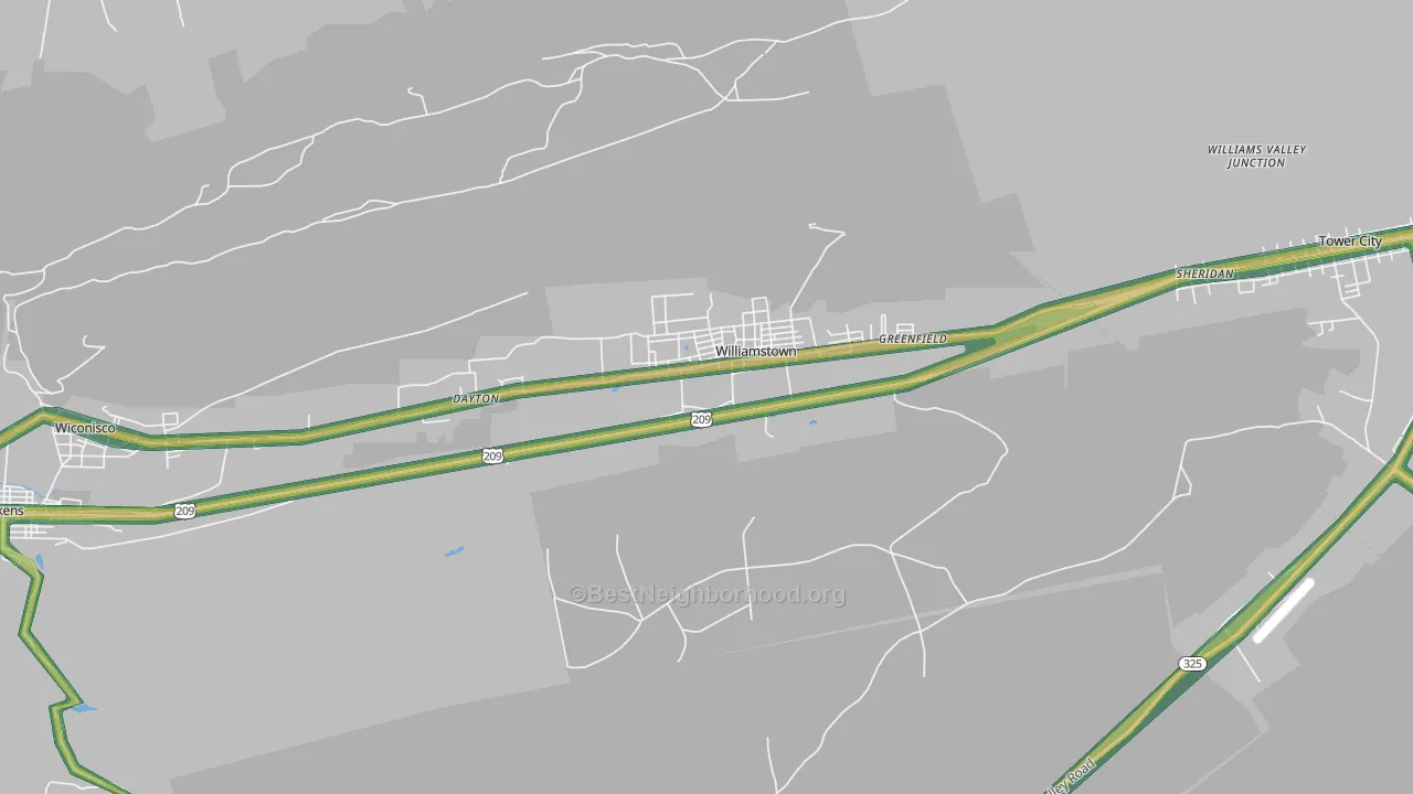 Williamstown, PA Map of Noise Levels in Williamstown