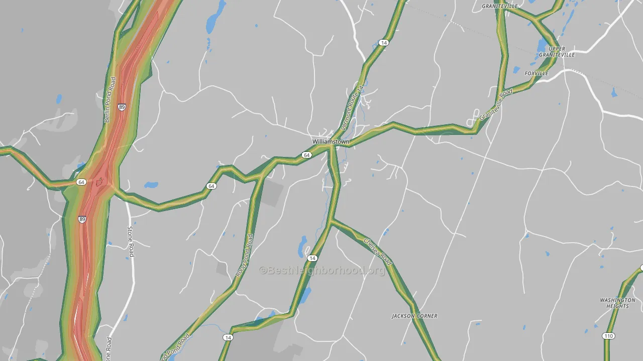Williamstown, VT Map of Noise Levels in Williamstown