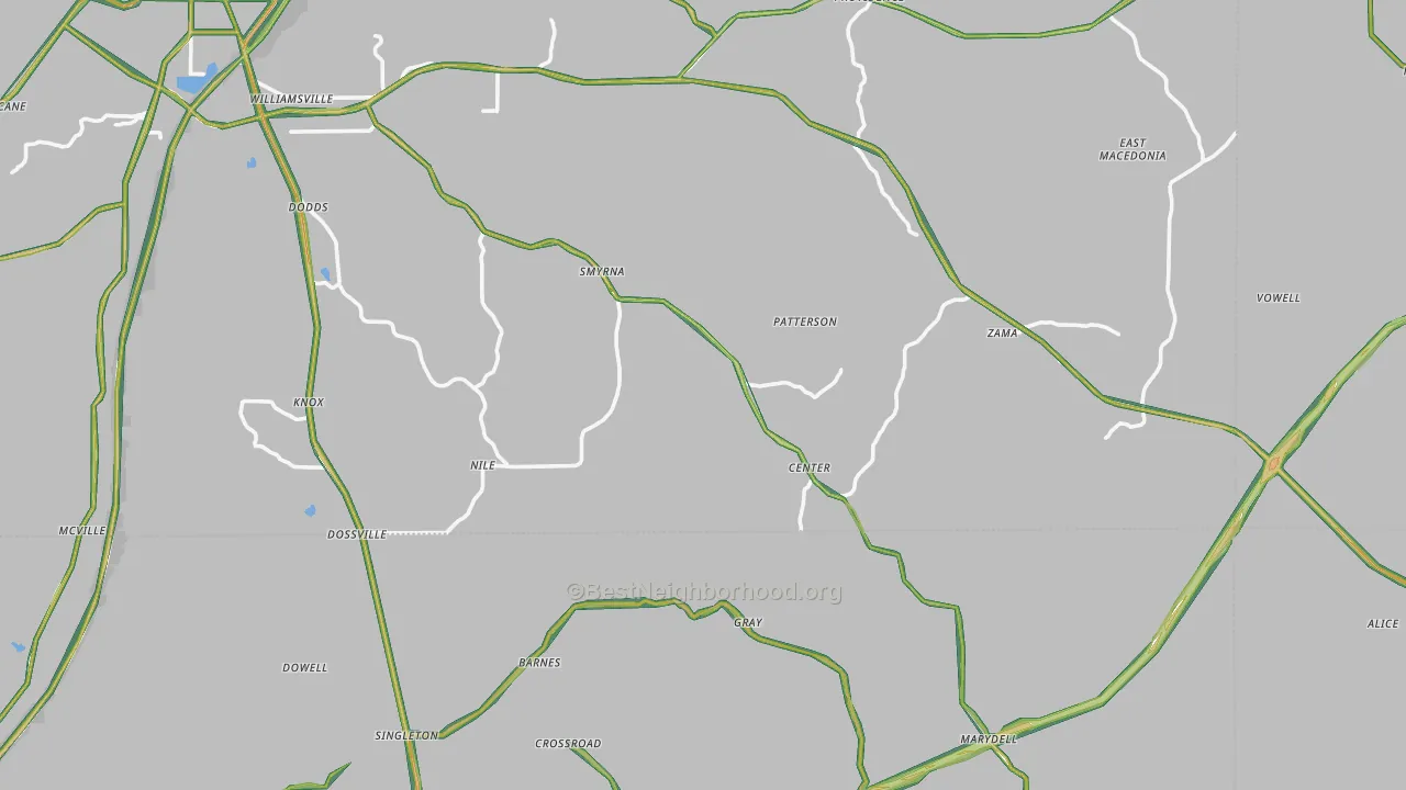 Williamsville, MS Map of Noise Levels in Williamsville