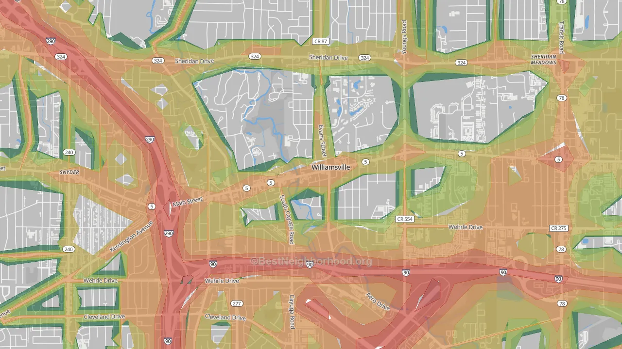 Williamsville, NY Map of Noise Levels in Williamsville