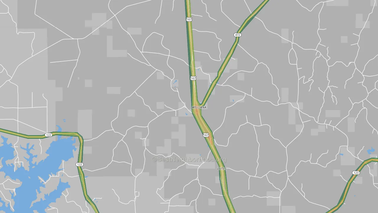 Williana, LA Map of Noise Levels in Williana