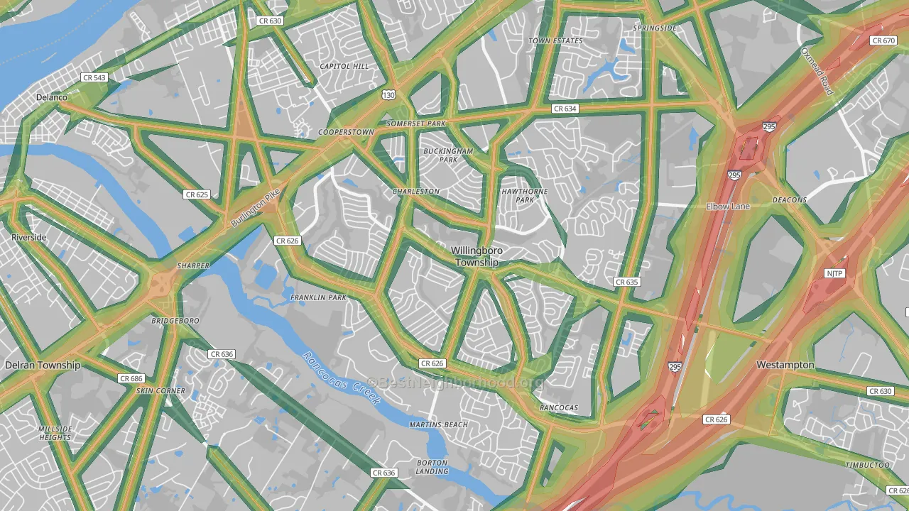 Willingboro, NJ Map of Noise Levels in Willingboro