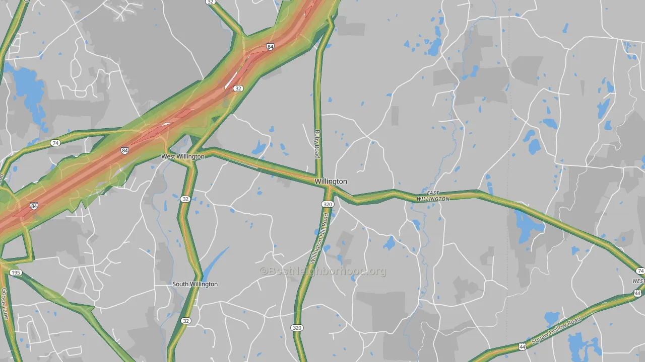 Willington, CT Map of Noise Levels in Willington